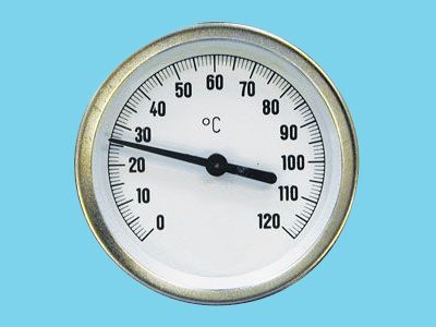 Wijzerthermometer kast 100 mm insteek 45 mm  0...+60 gr. C