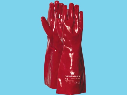 Handschoen PVC rood 35cm cat.2