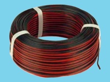 Luidspeakersnoer 2 x 1,5 mm plat zwart/rood